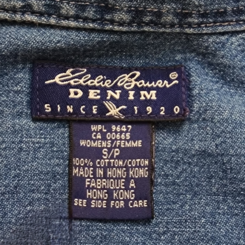 Eddie Bauer Blue Denim Button-up Shirt Women's Size S/P - Picture 11 of 12